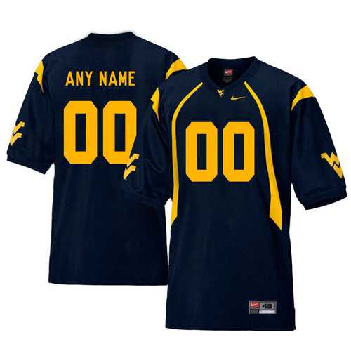 Mens West Virginia Mountaineers Navy Customized College Football Jersey